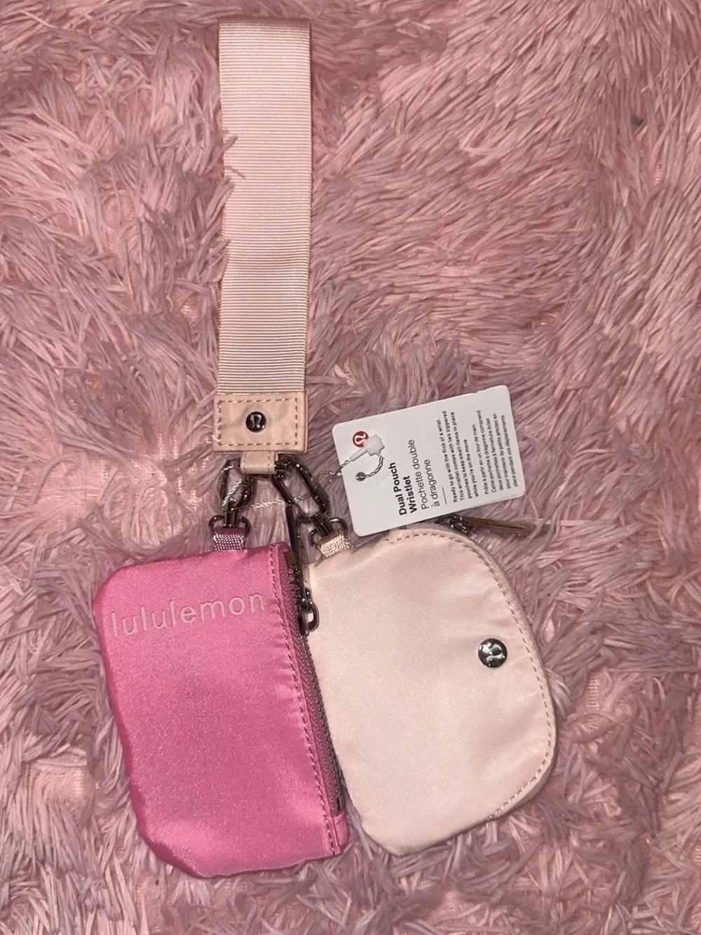 Lululemon Dual Pouch Keychain Wristlet in Pink & Light Pink